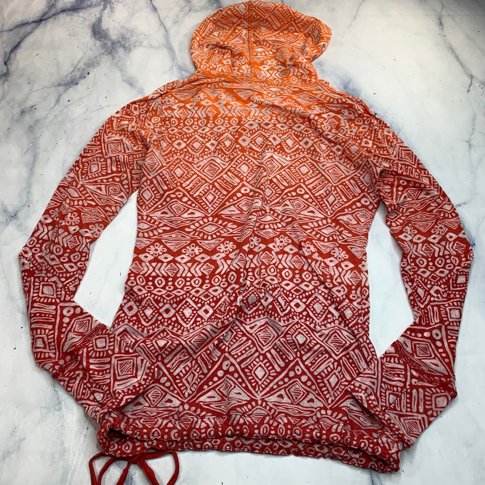 Athleta Hidden Lake Hoodie Red Orange Burnout Top - Picture 5 of 8